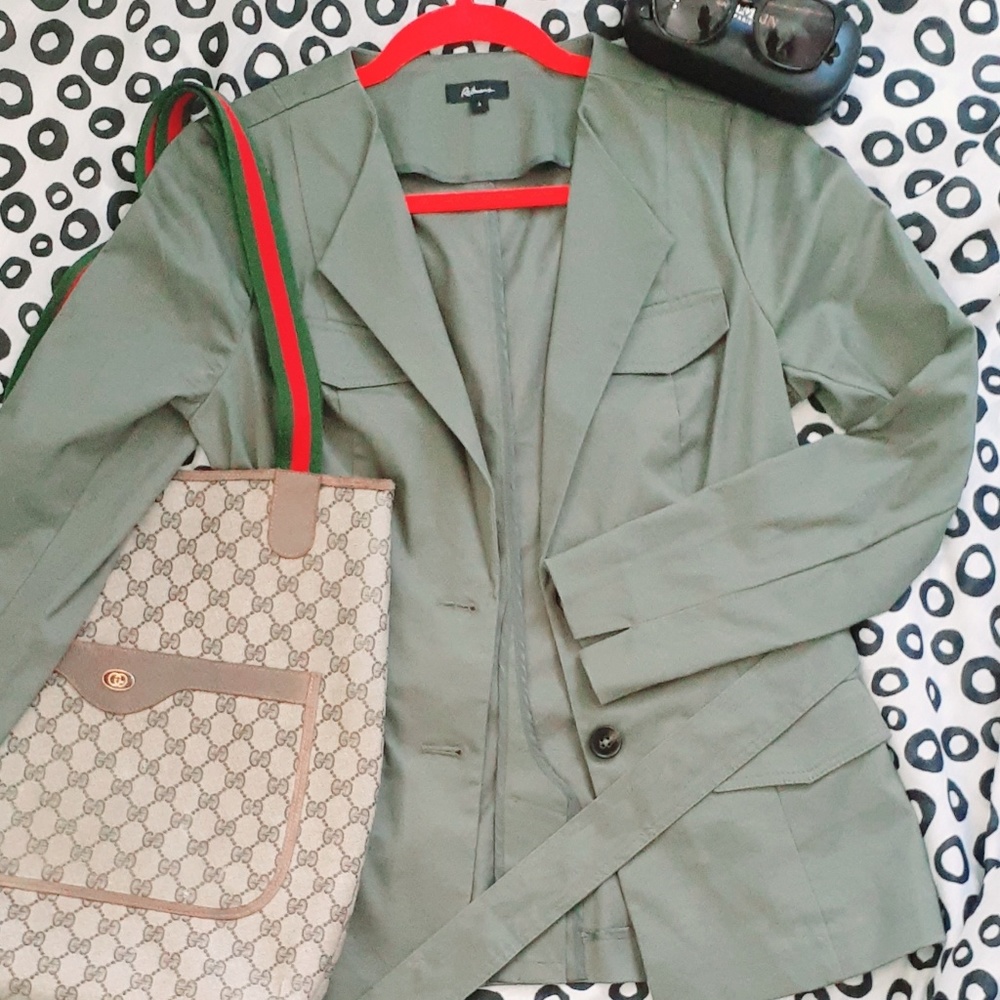 Olive Green Belted Blazer